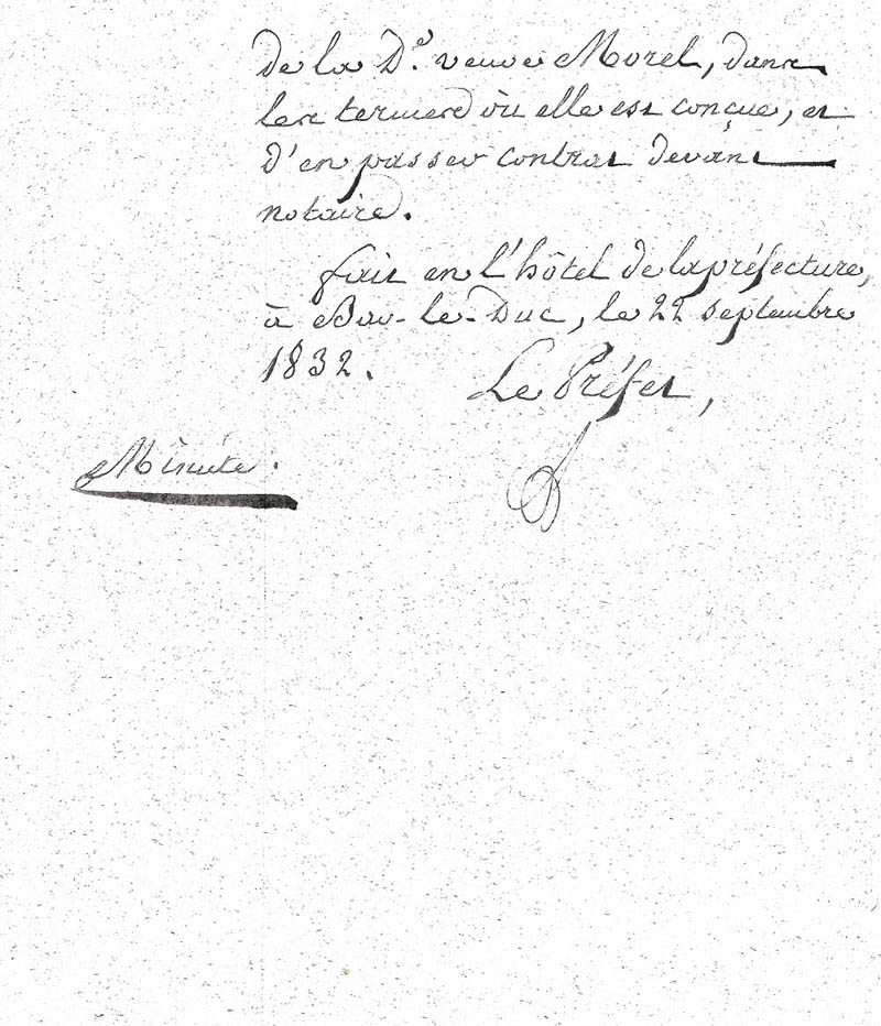 Acte de donation du 22 septembre 1832