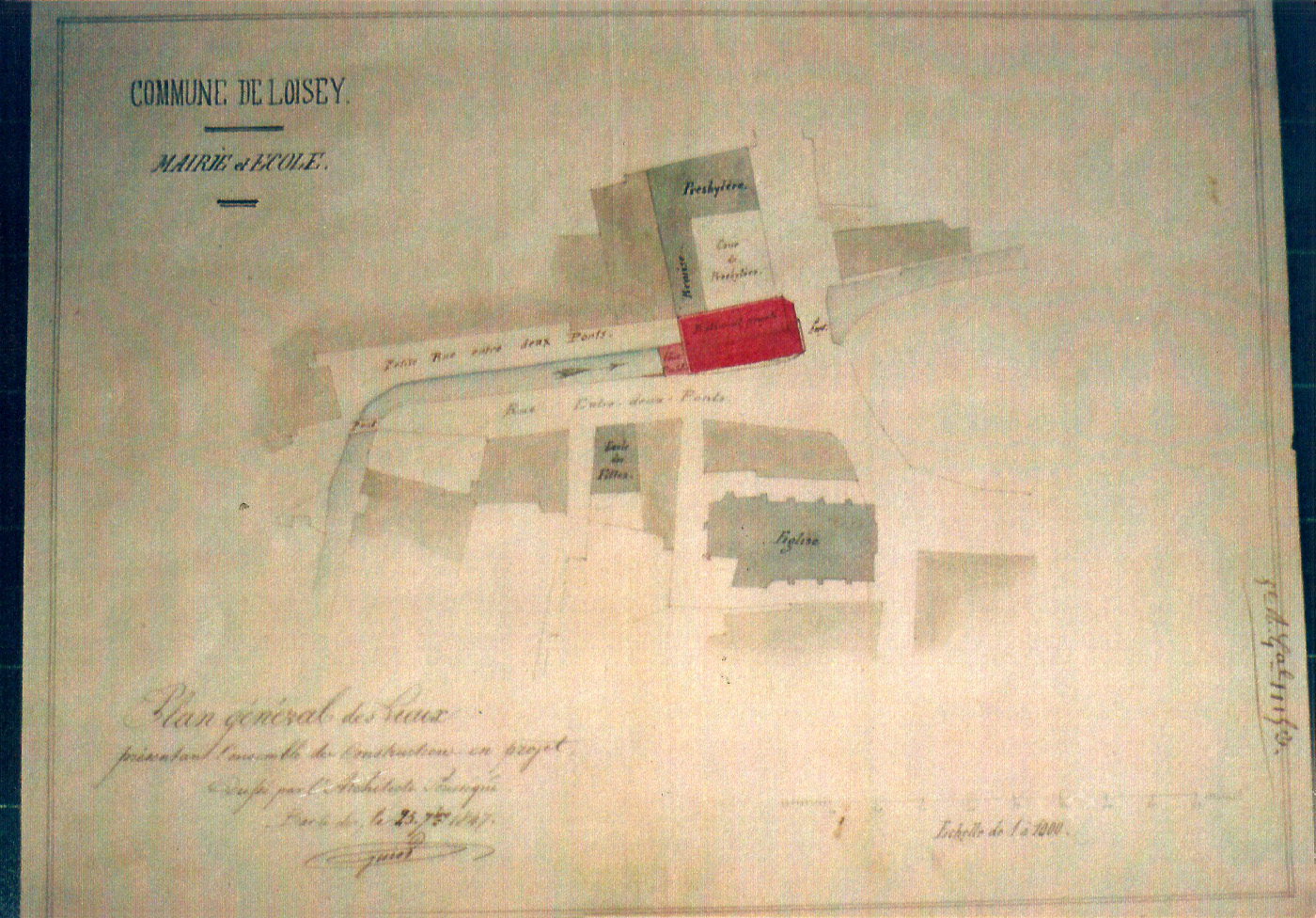 Projet mairie-école de loisey en 1847