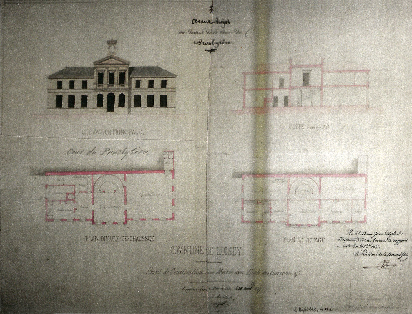 Projet mairie-école de loisey en 1847